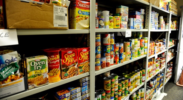 shelves of food