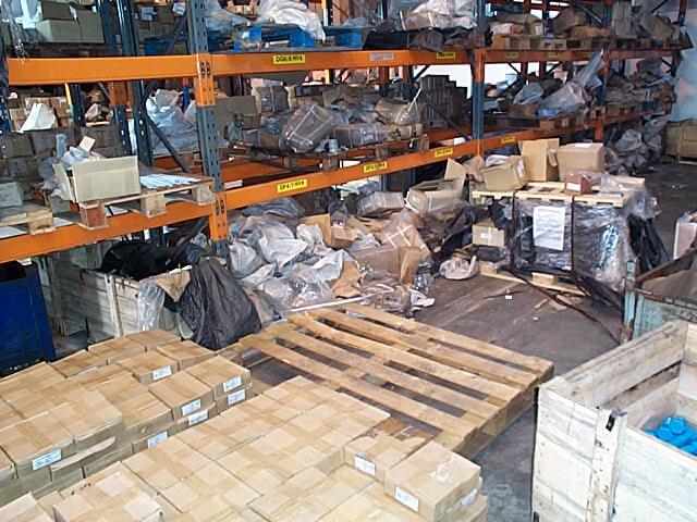 Warehouse with stock on the floor