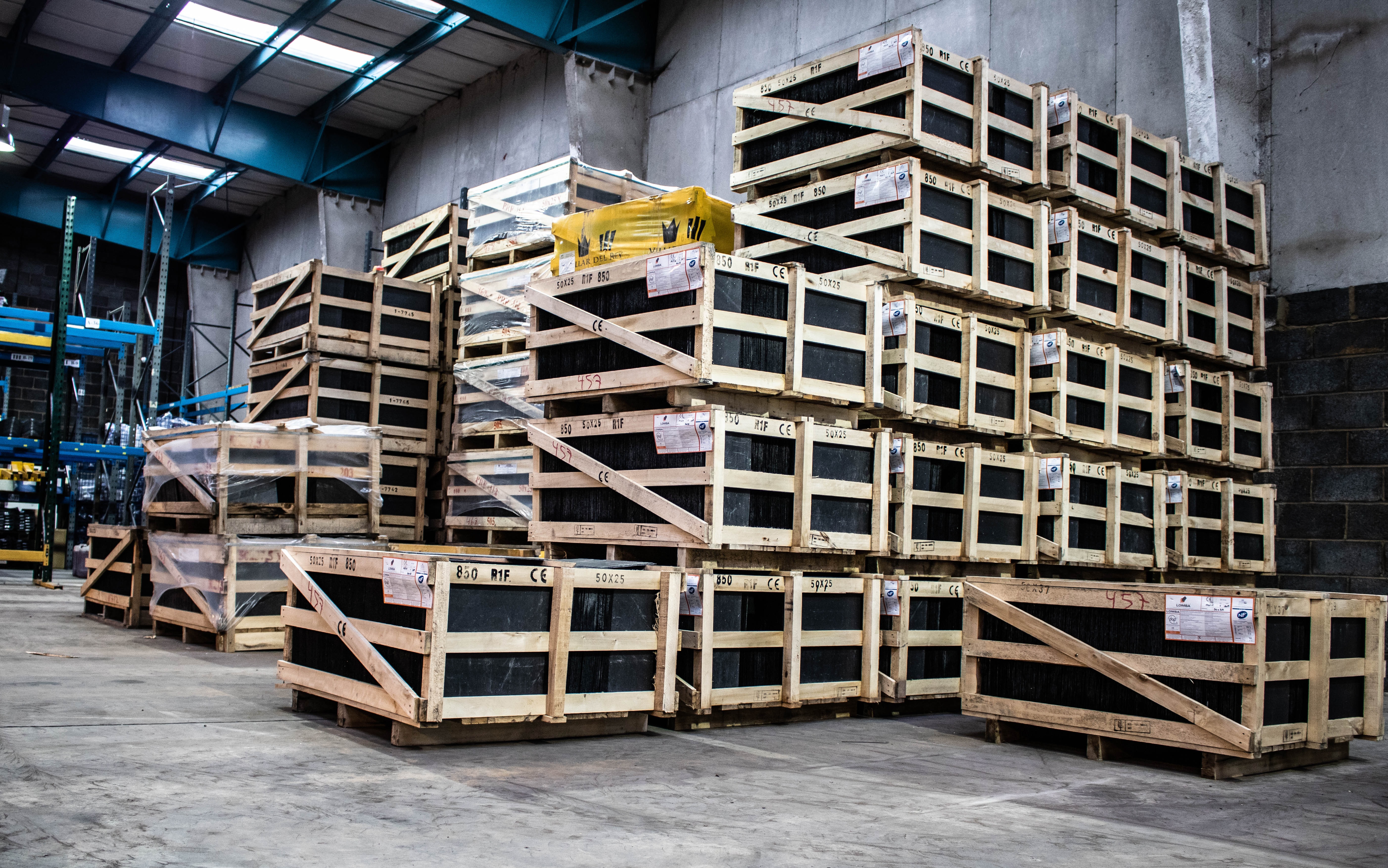 Packed supplies on pallets stacked up